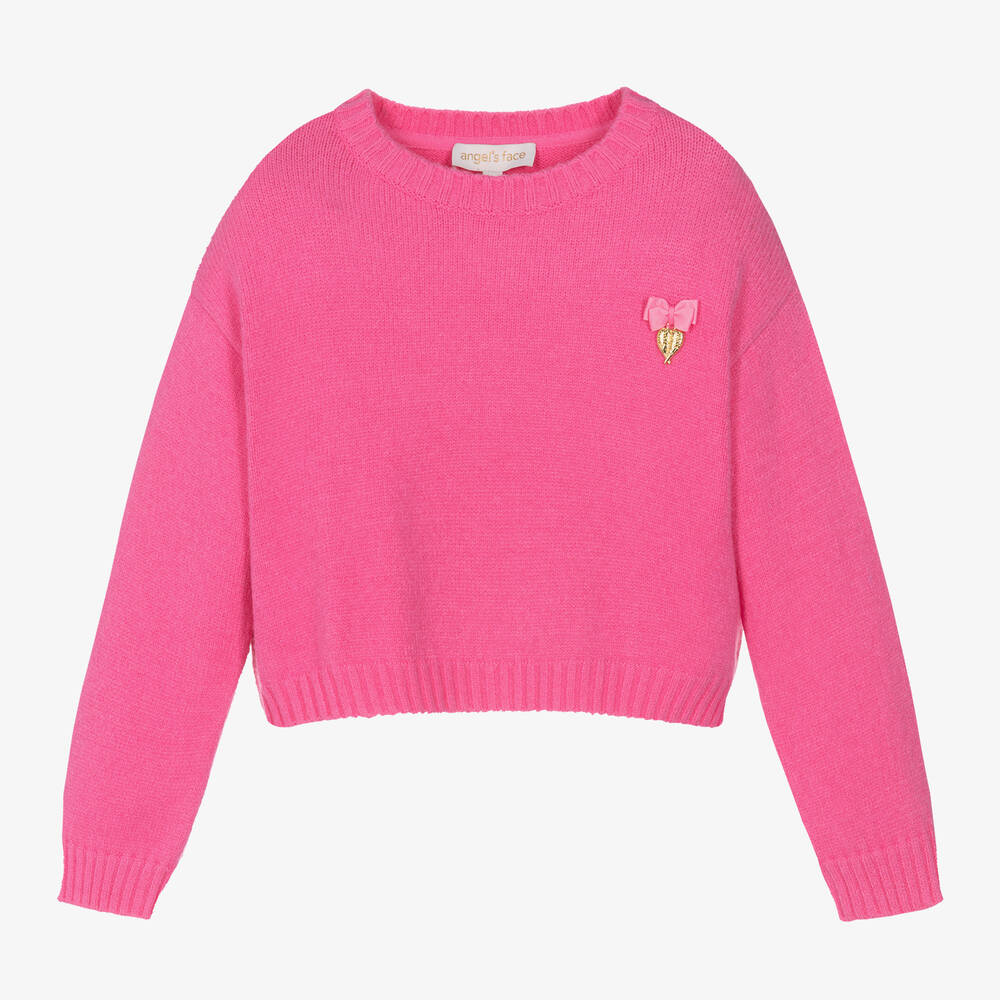 Angel's Face - Girls Pink Diamanté Wings Sweater | Childrensalon