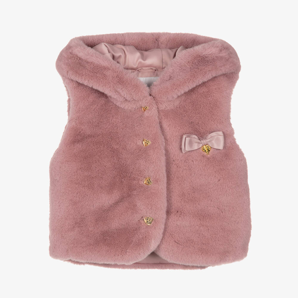 Angel's Face - Gilet rose en fausse fourrure fille | Childrensalon