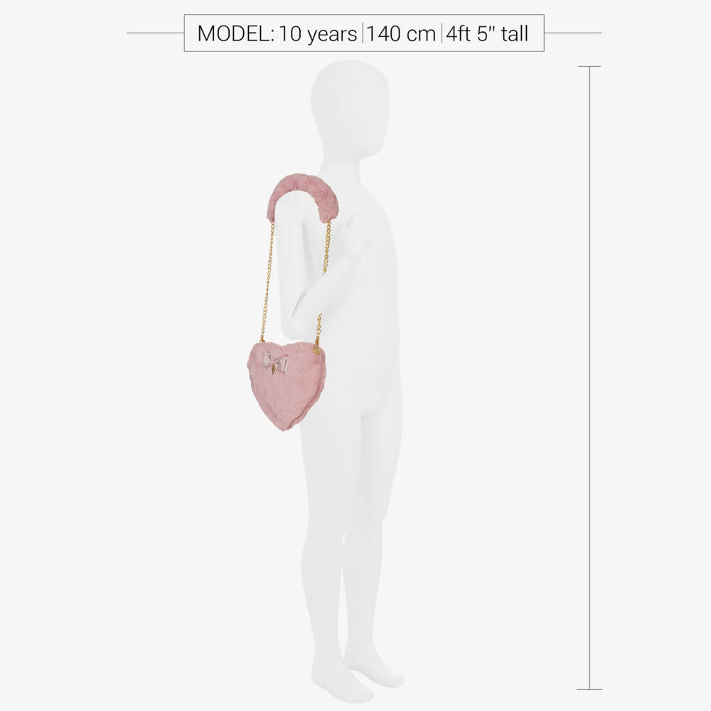 Angel's Face-Girls Pink Faux Fur Heart Bag (20cm) | Childrensalon Outlet