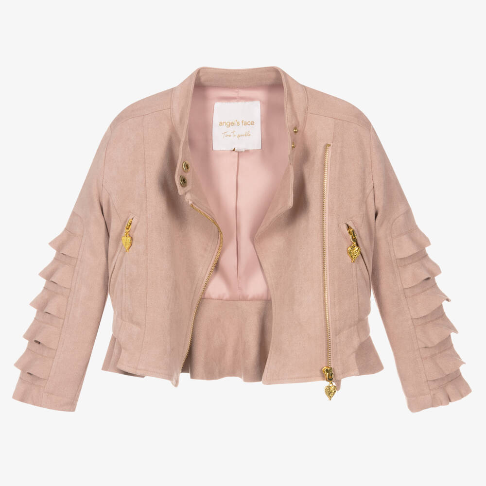 Angel's Face-Girls Pink Faux Suede Biker Jacket | Childrensalon Outlet