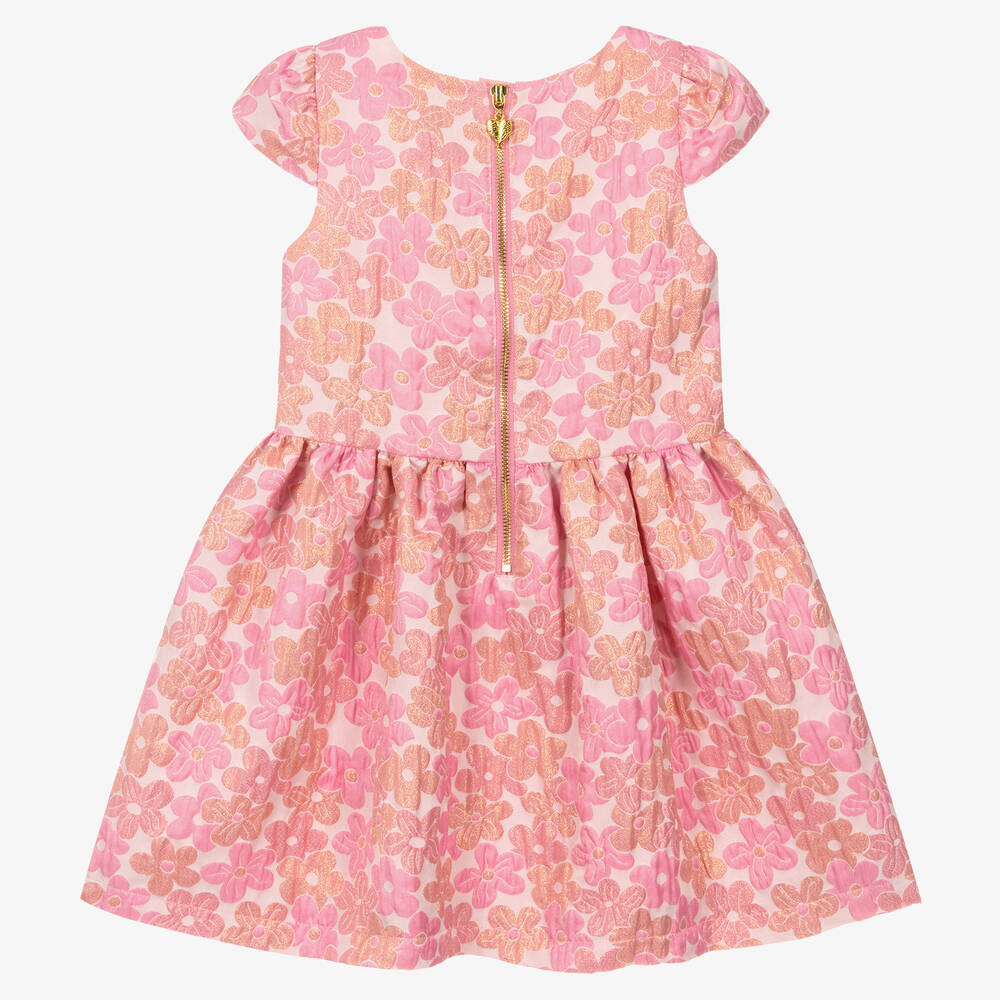 Angel's Face-فستان جاكارد لون زهري بطبعة ورود | Childrensalon Outlet