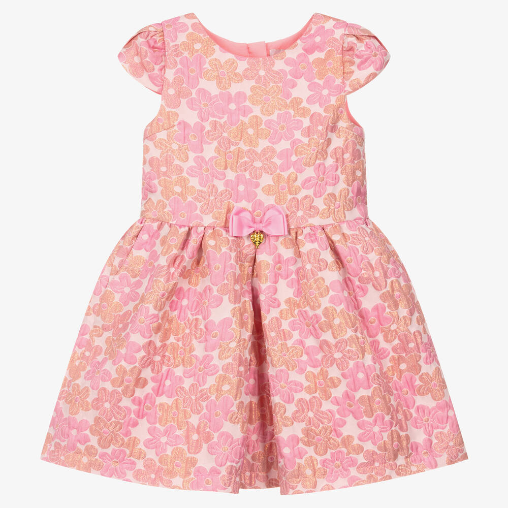 Angel's Face - Rosa Jacquard-Kleid mit Blumen | Childrensalon