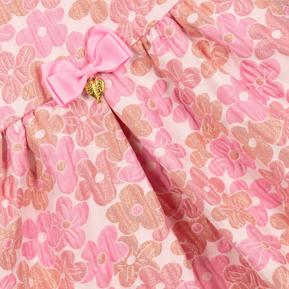 Angel's Face-فستان جاكارد لون زهري بطبعة ورود | Childrensalon Outlet