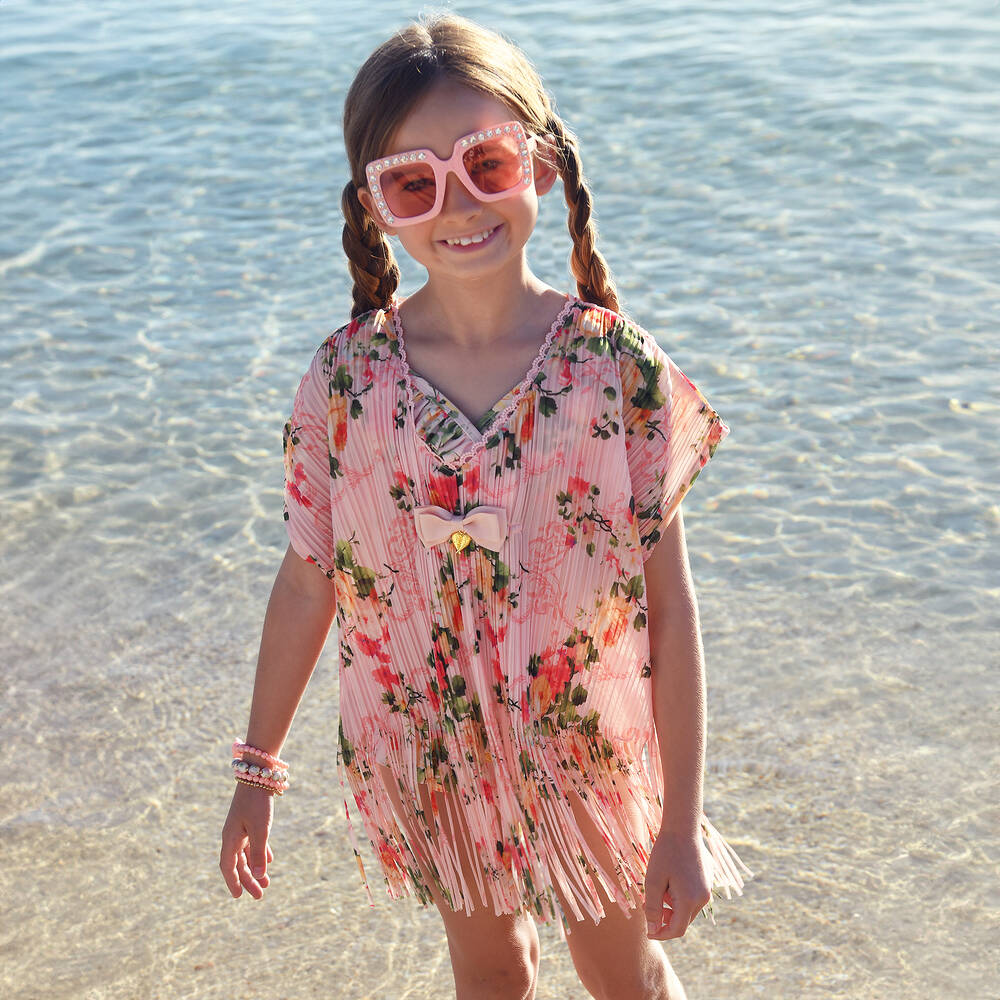 Angel's Face-قَفْطان بطبعة ورود لون زهري للبنات | Childrensalon Outlet