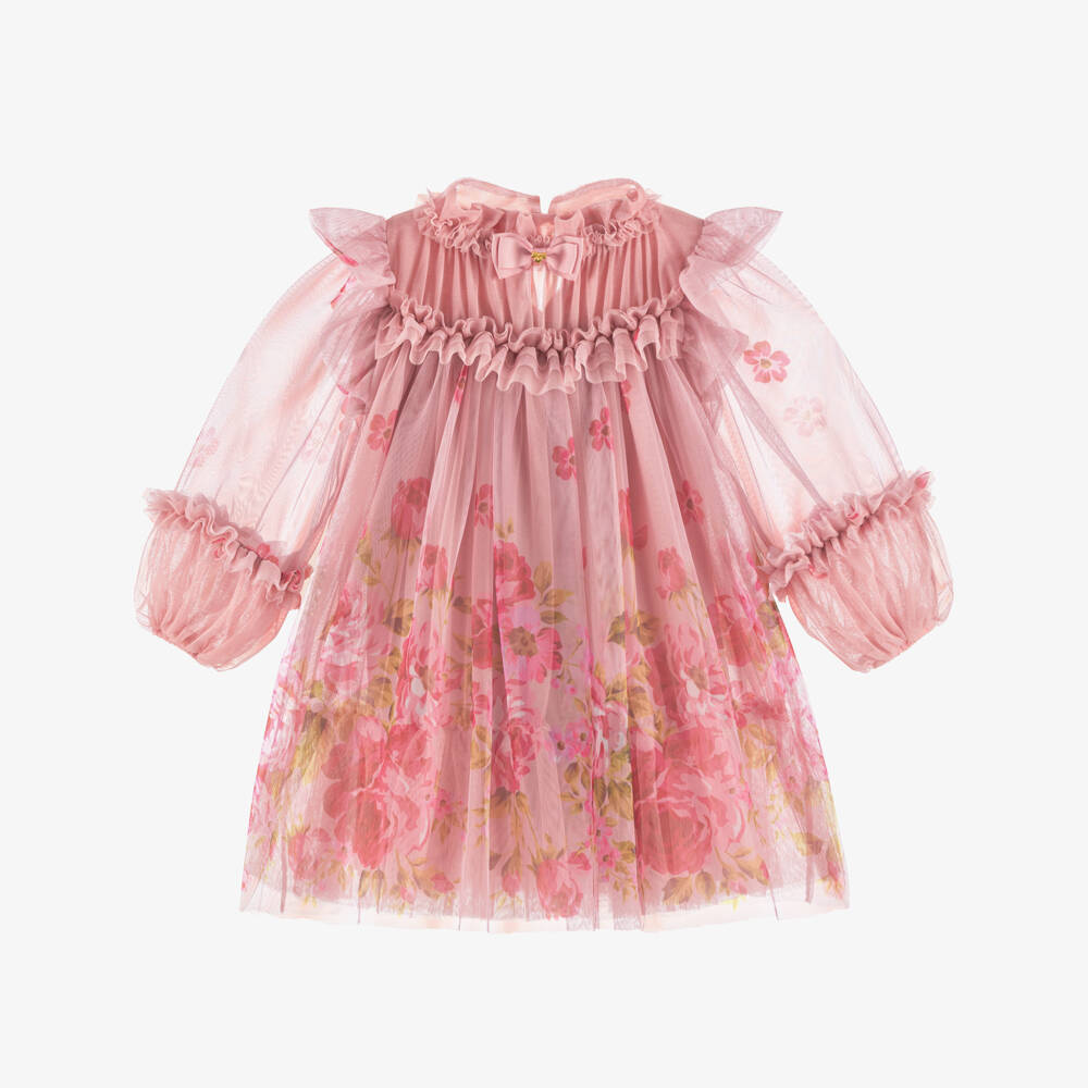 Angel's Face-Girls Pink Floral Ruffled Tulle Dress | Childrensalon Outlet