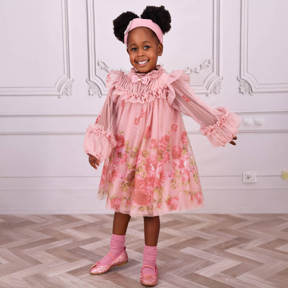 Angel's Face-Girls Pink Floral Ruffled Tulle Dress | Childrensalon Outlet