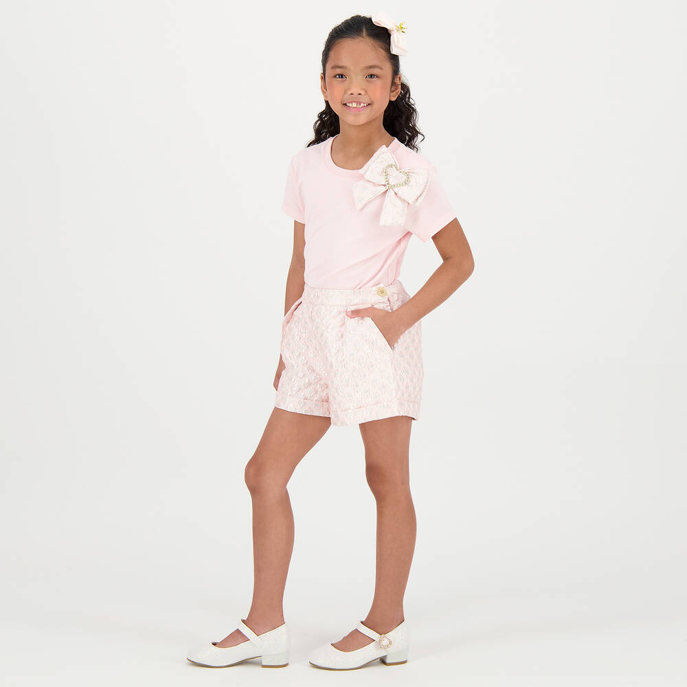 Angel #39 s Face Girls Pink Flower Jacquard Shorts Childrensalon Outlet