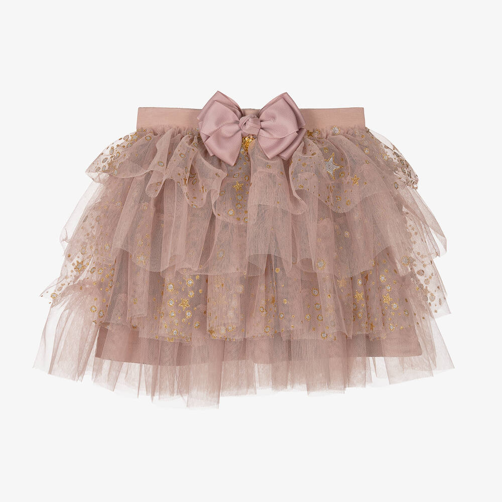Angel's Face - Girls Pink Glitter Star Tulle Skirt | Childrensalon