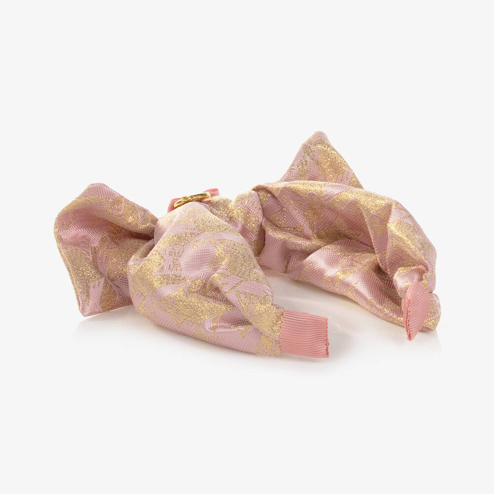 Angel's Face-Розово-золотистый ободок из парчи с бантом | Childrensalon Outlet