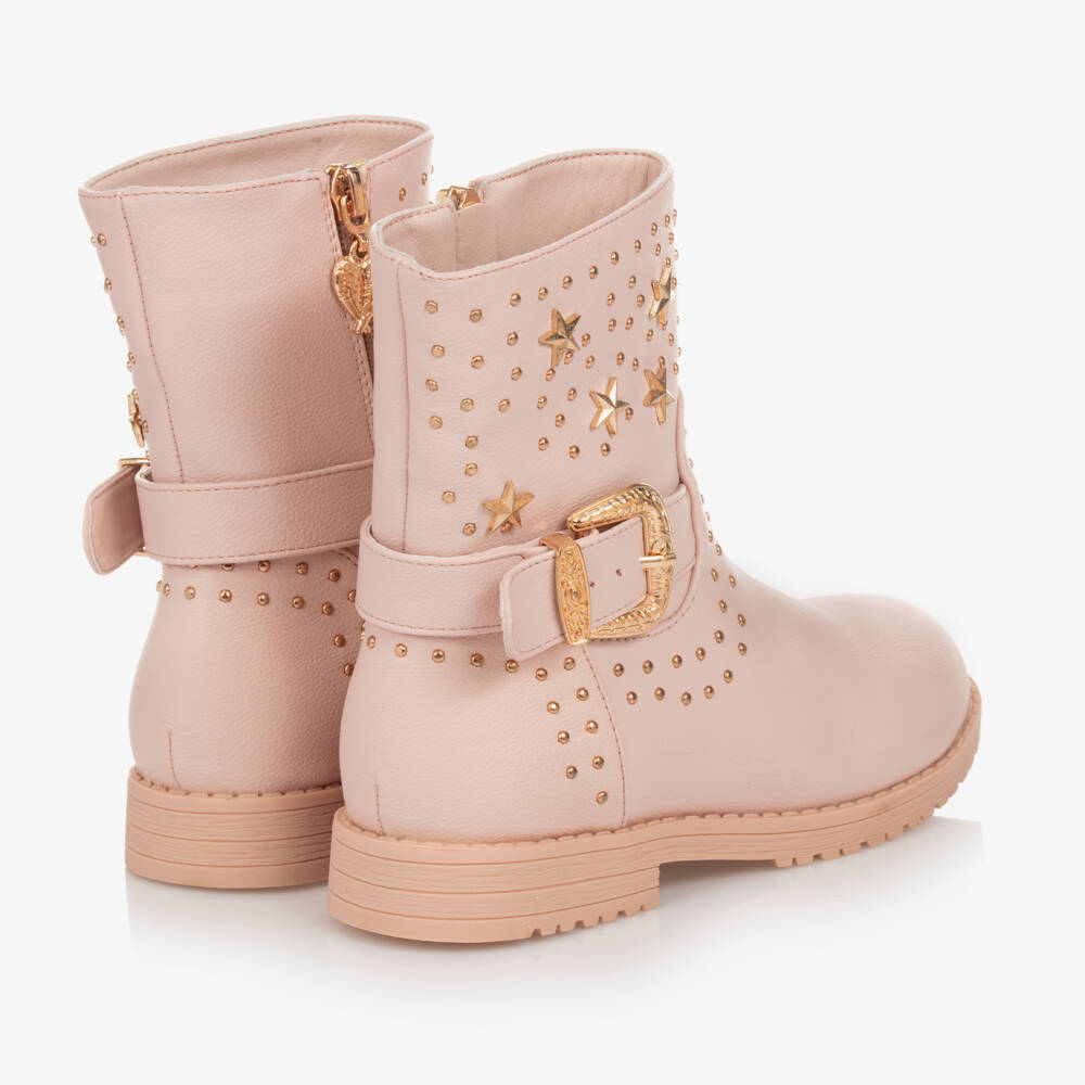 Angel's Face-Girls Pink & Gold Studded Faux Leather Boots | Childrensalon Outlet