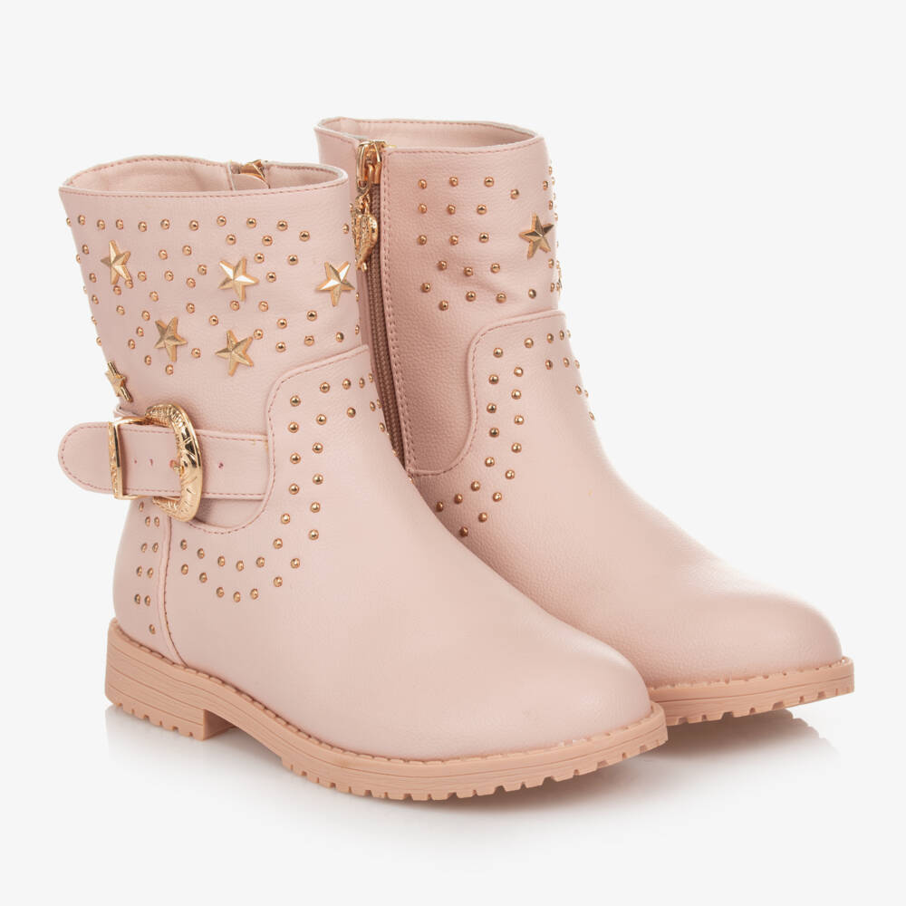Angel's Face-Girls Pink & Gold Studded Faux Leather Boots | Childrensalon Outlet