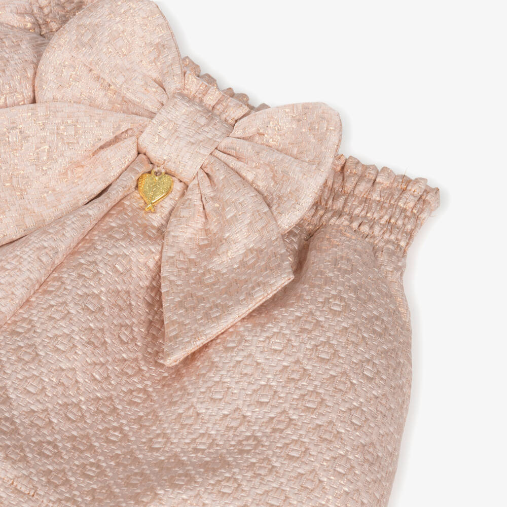 Angel's Face-شورت منسوج باللون الوردي والذهبي للبنات | Childrensalon Outlet