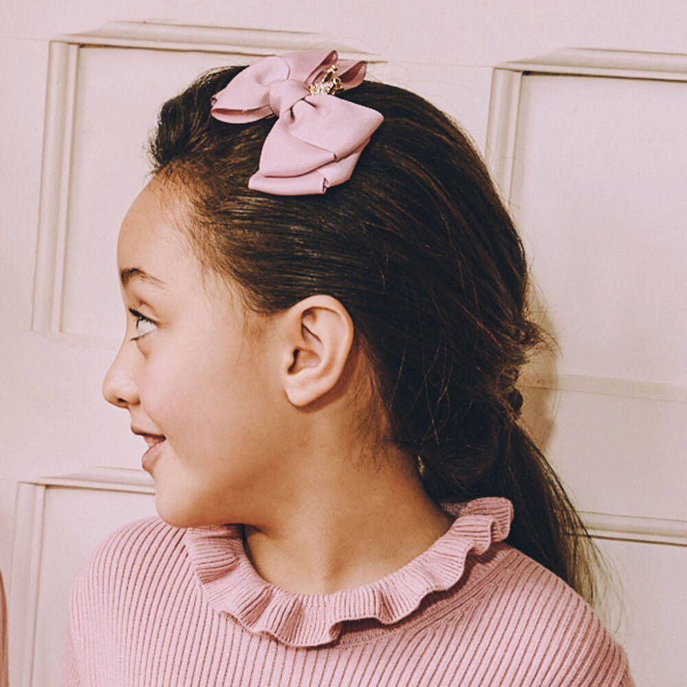 Angel's Face-Girls Pink Hairclip with Logo Bow & Heart (19cm) | Childrensalon Outlet