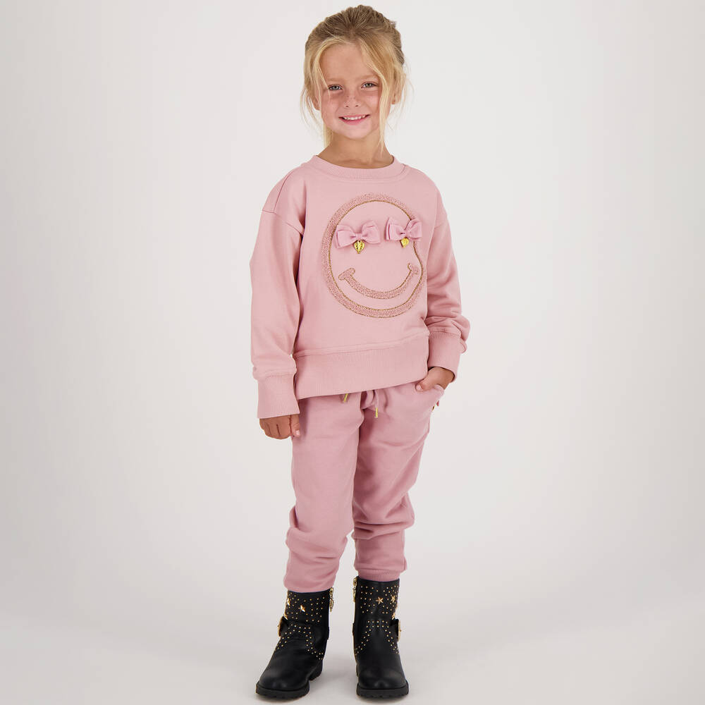 Angel's Face - Girls Pink Happy Face Sweatshirt