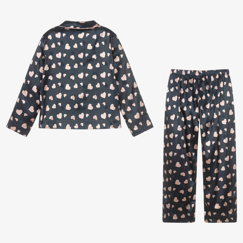 Angel's Face-Розовая атласная пижама с сердечками для девочек | Childrensalon Outlet