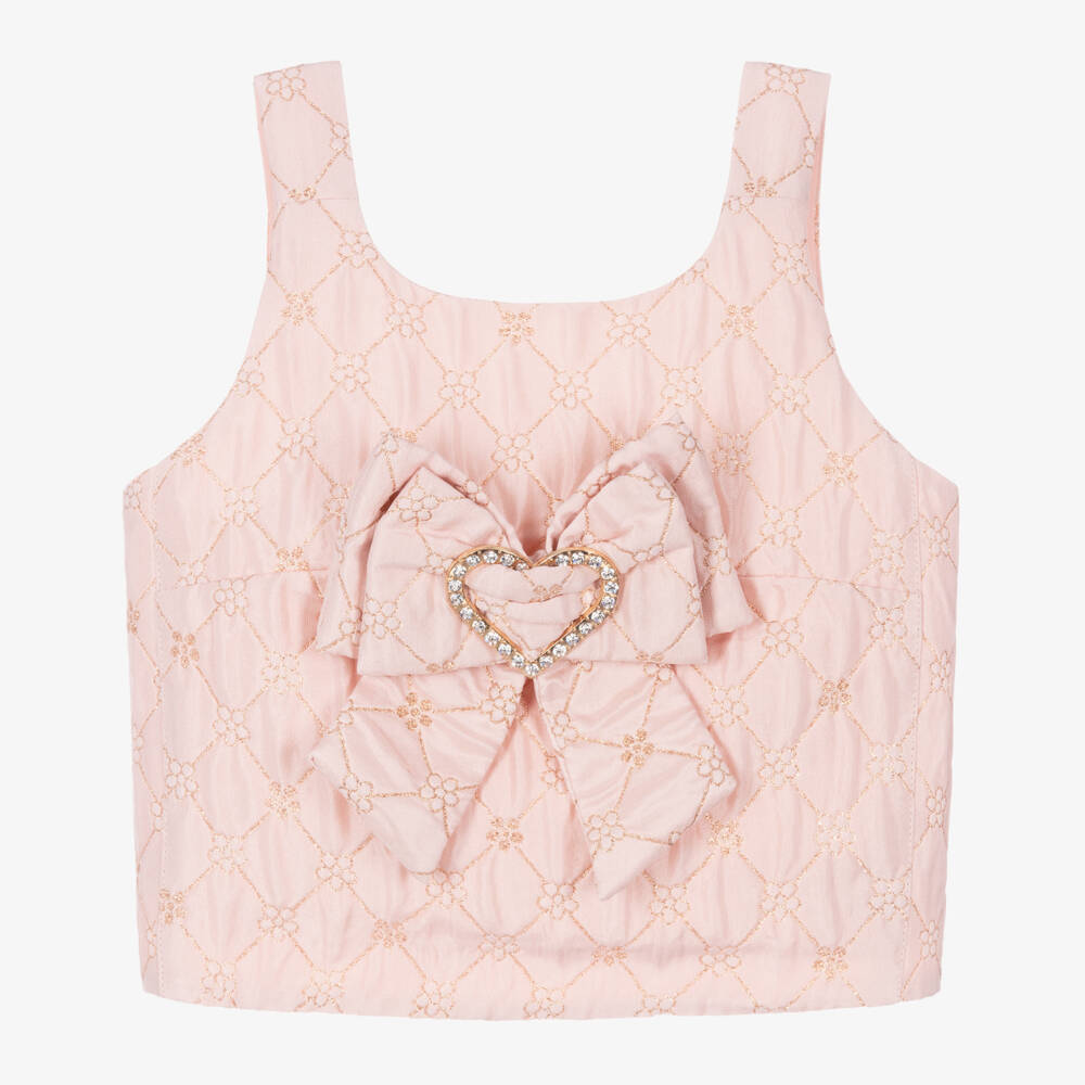 Angel's Face-Girls Pink Jacquard Flower Top | Childrensalon Outlet