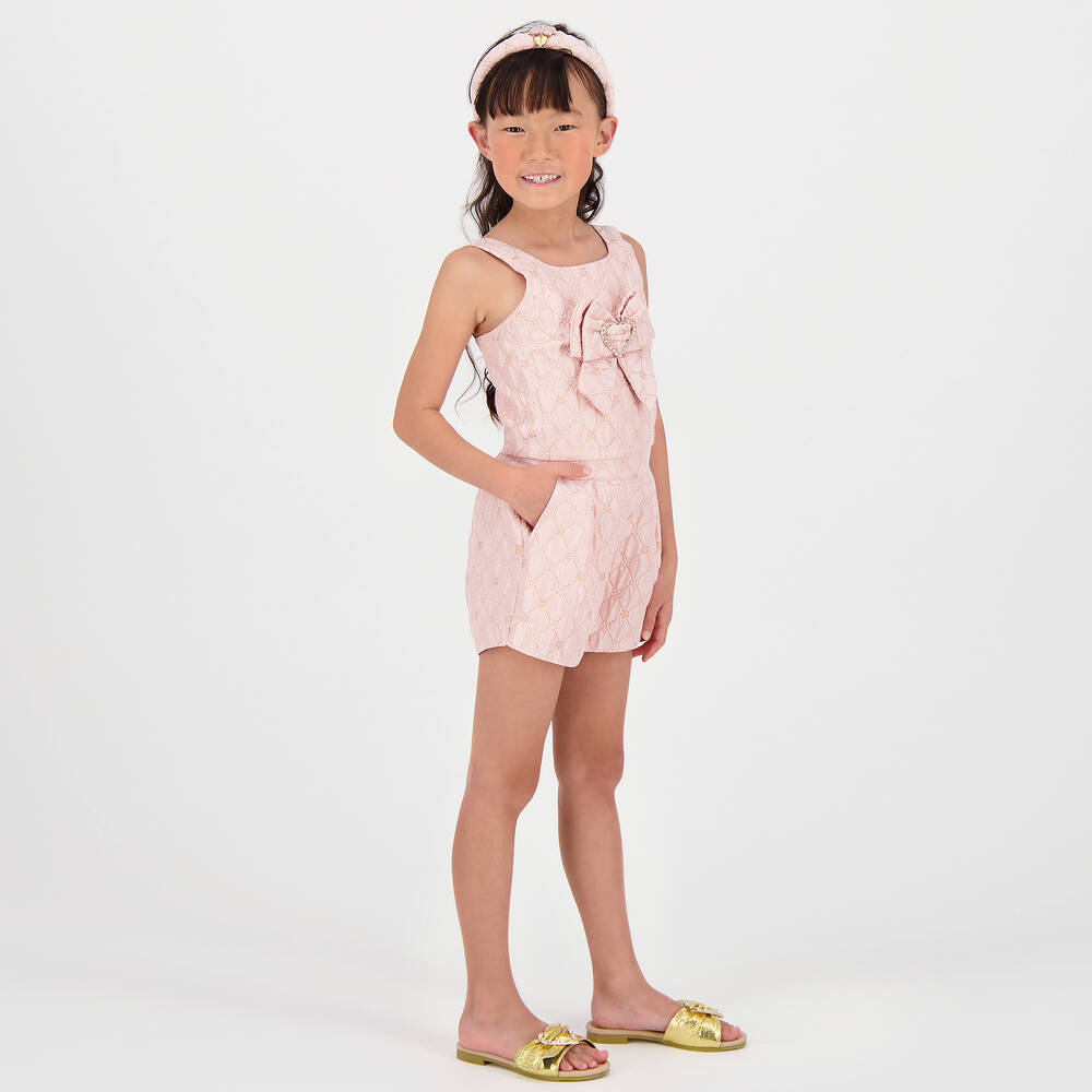 Angel's Face-توب جاكارد لون زهري مزين بفيونكة للبنات | Childrensalon Outlet