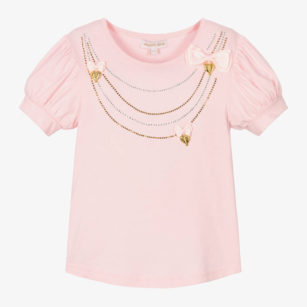 Angel's Face-Розовый топ из джерси с принтом-ожерельем | Childrensalon Outlet