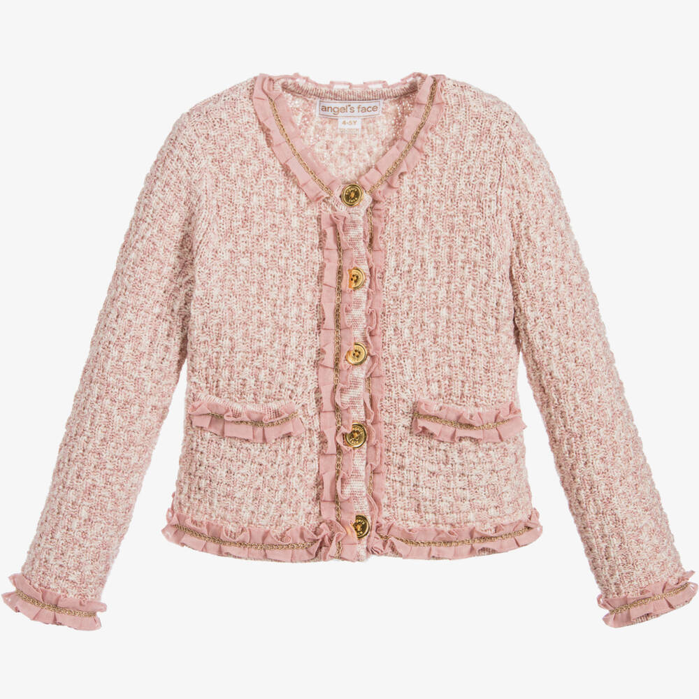 Angel's Face - Girls Pink Knitted Jacket | Childrensalon