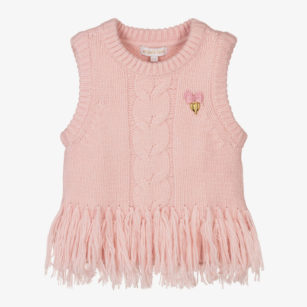 Angel's Face - Girls Pink Knitted Slip-Over | Childrensalon