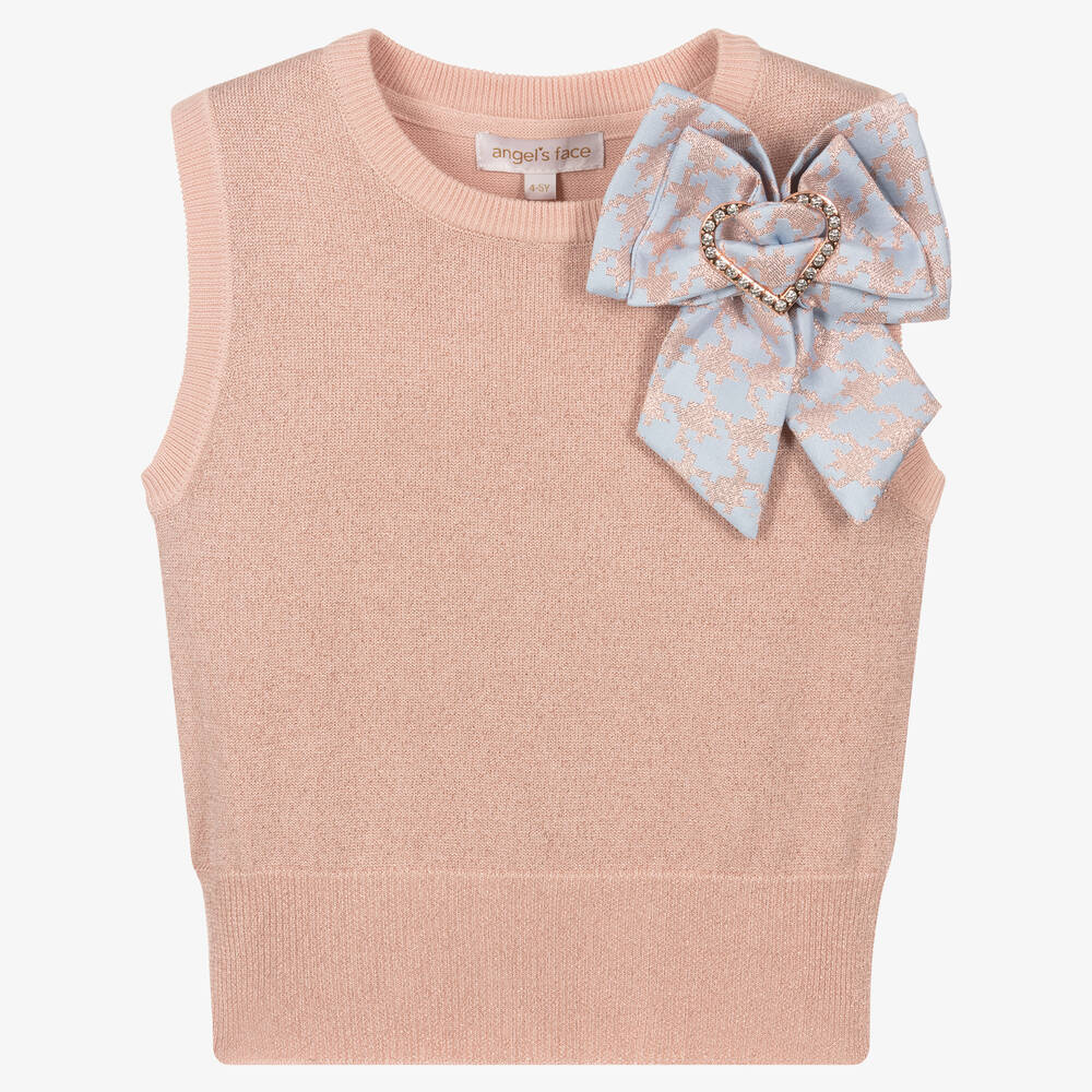 Angel's Face-Girls Pink Knitted Sweater Vest | Childrensalon Outlet
