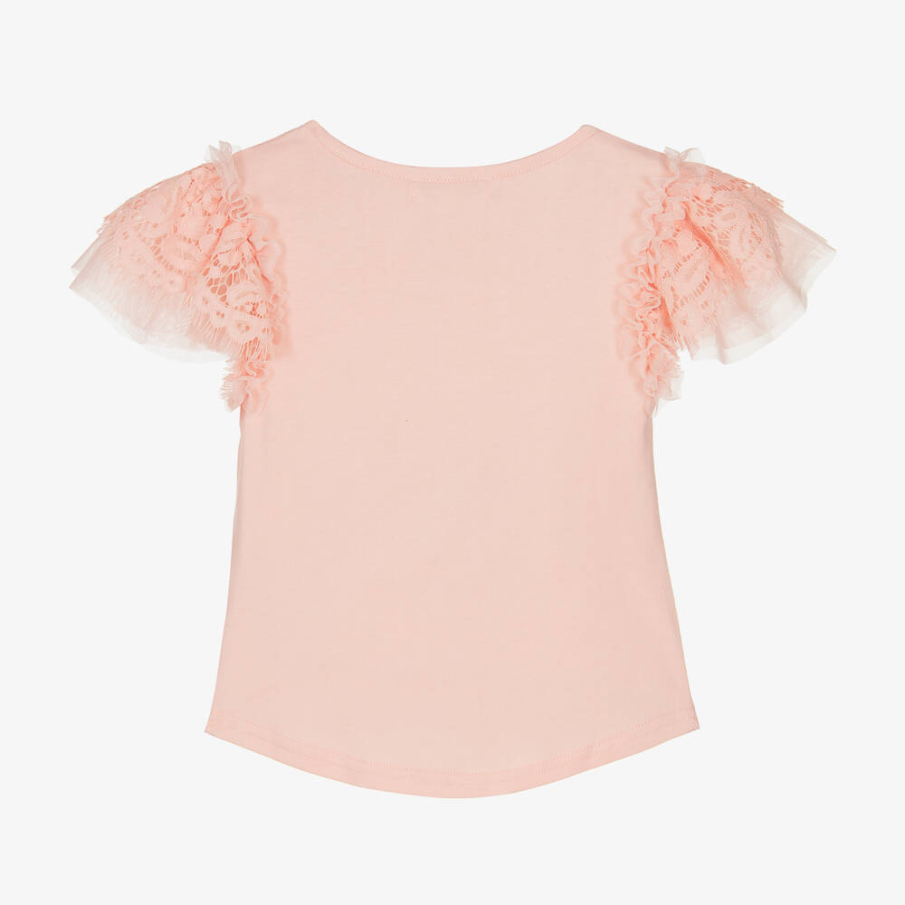 Angel's Face-Girls Pink Lace Sleeve Top | Childrensalon Outlet