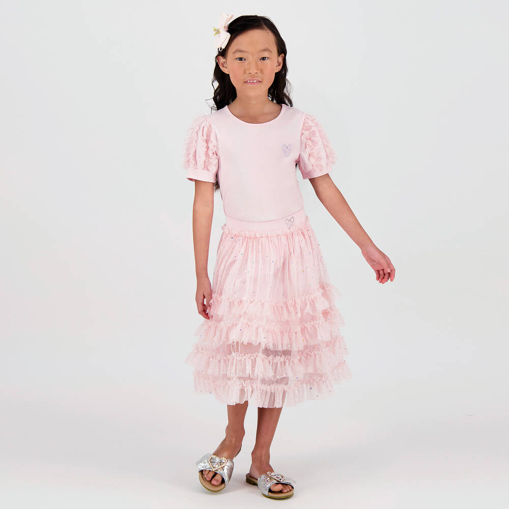 Angel's Face-Girls Pink Midi Tulle Skirt | Childrensalon Outlet