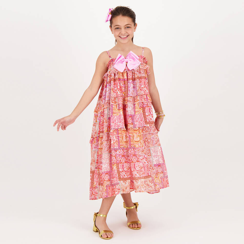 Angel's Face-Girls Pink & Orange Chiffon Paisley Dress | Childrensalon Outlet