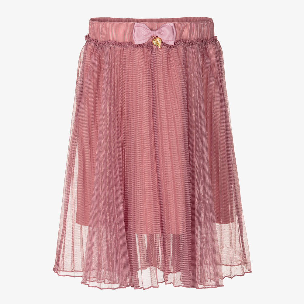Angel's Face - Girls Pink Pleated Midi Skirt | Childrensalon