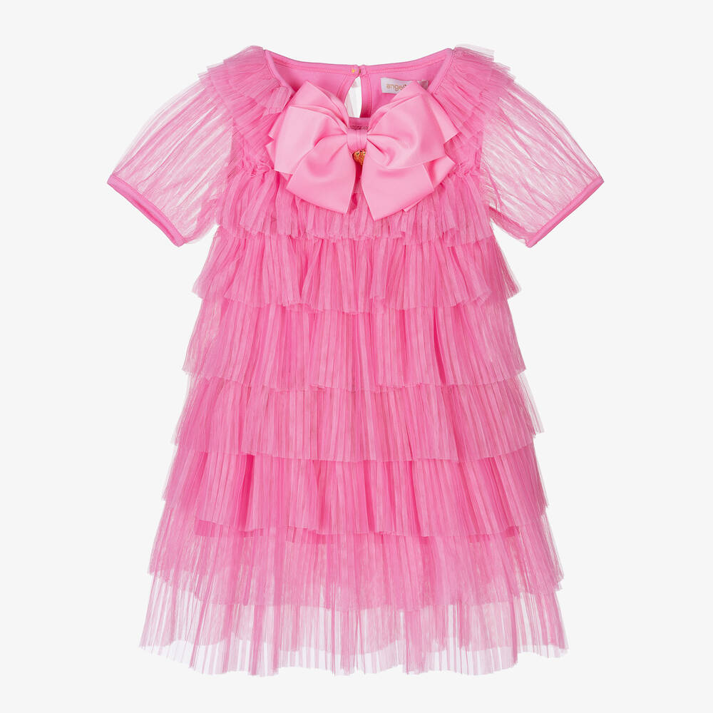 Angel's Face - Girls Pink Pleated Tulle Dress | Childrensalon