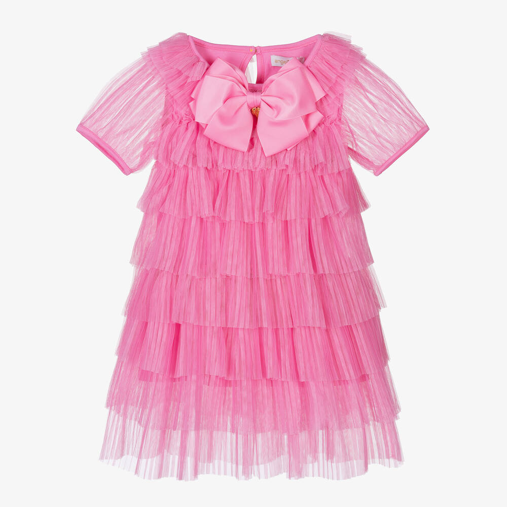 Angel's Face - Robe rose plissée en tulle fille | Childrensalon