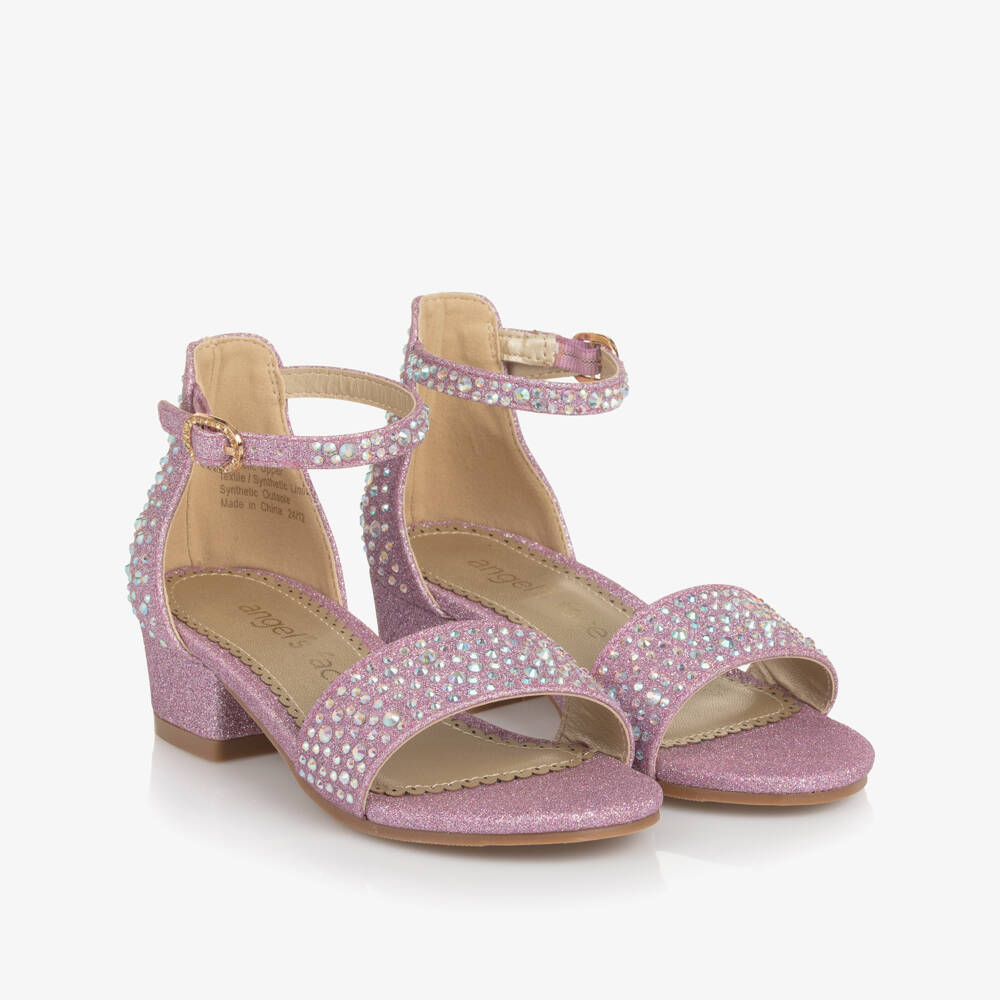 Angel's Face-Girls Pink Rhinestone-Encrusted Sandals | Childrensalon Outlet