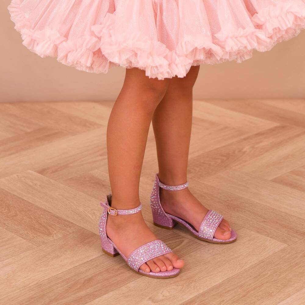 Angel's Face-Girls Pink Rhinestone-Encrusted Sandals | Childrensalon Outlet