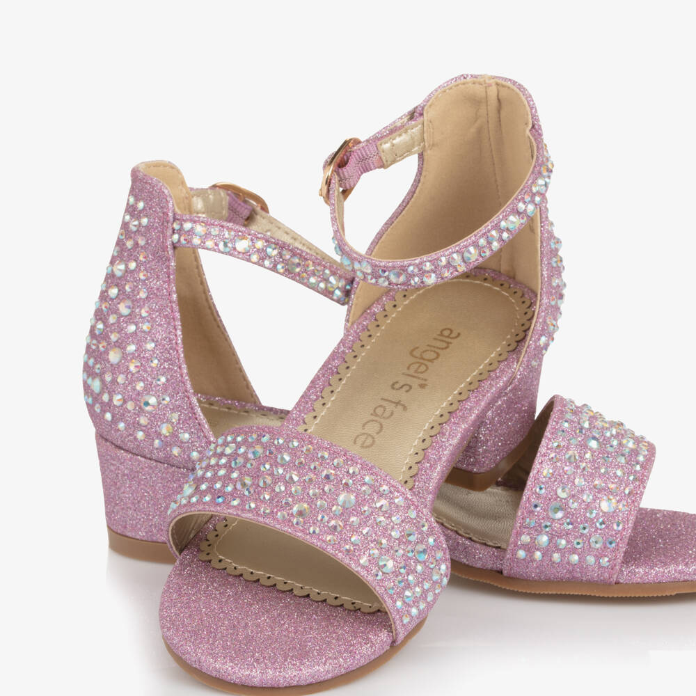 Angel's Face-Girls Pink Rhinestone-Encrusted Sandals | Childrensalon Outlet