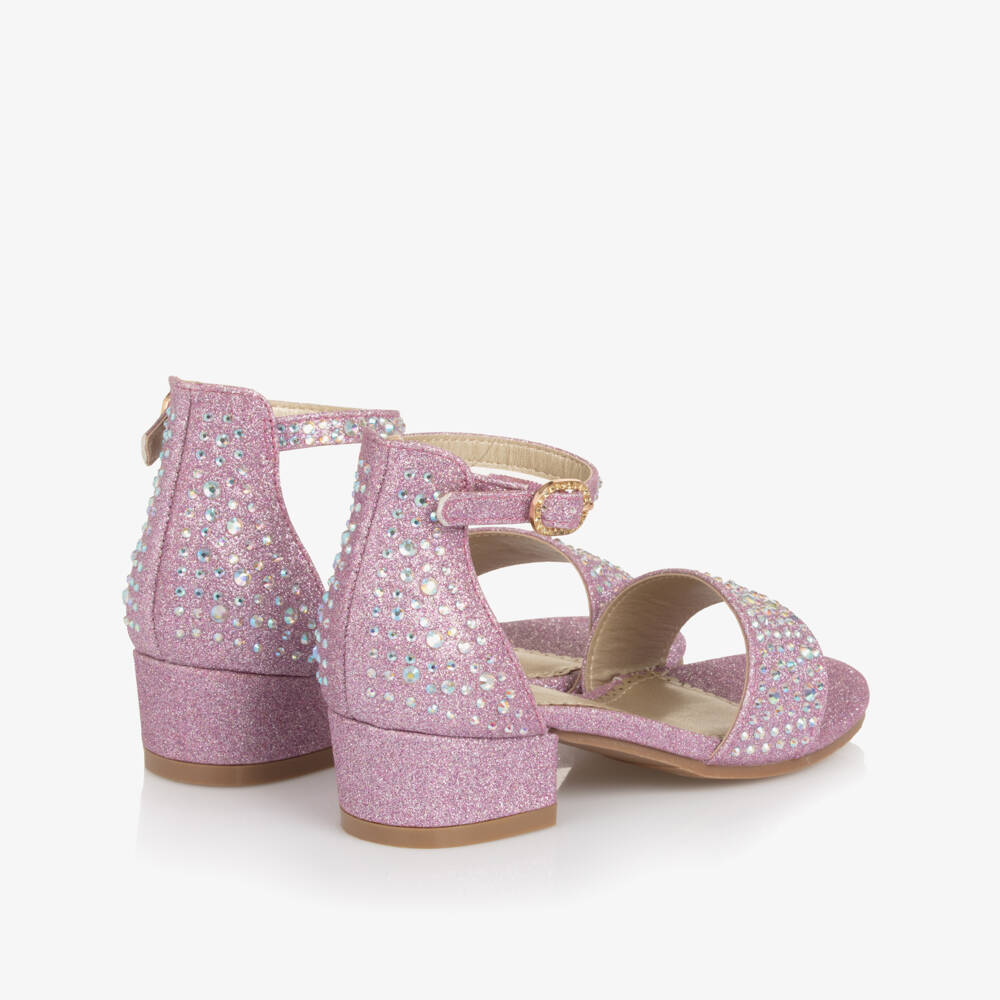 Angel's Face-Girls Pink Rhinestone-Encrusted Sandals | Childrensalon Outlet