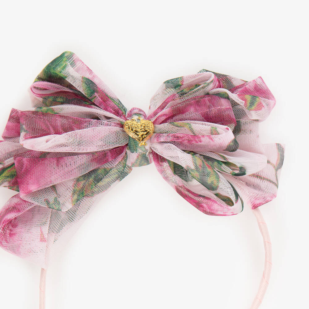 Angel's Face-Girls Pink Rose Tulle Hairband | Childrensalon Outlet