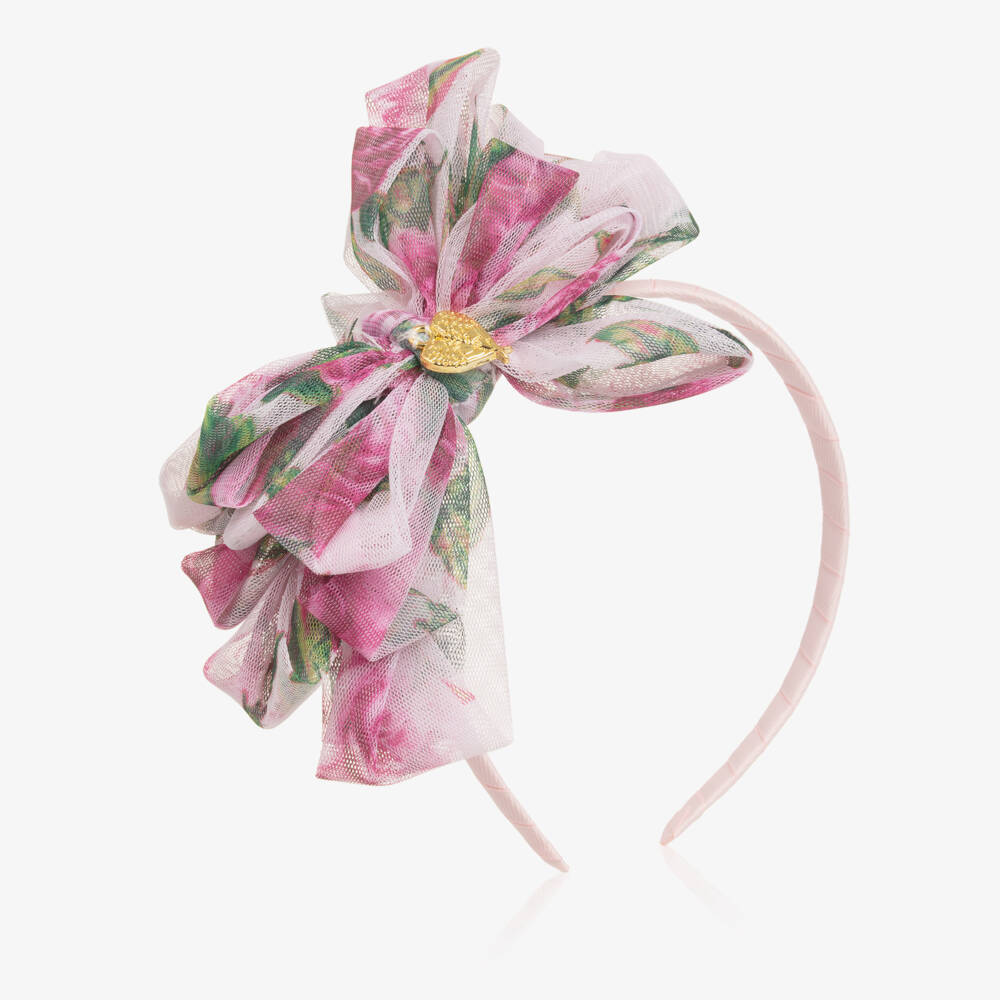 Angel's Face-Girls Pink Rose Tulle Hairband | Childrensalon Outlet