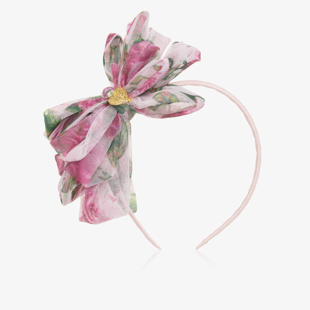 Angel's Face-Girls Pink Rose Tulle Hairband | Childrensalon Outlet