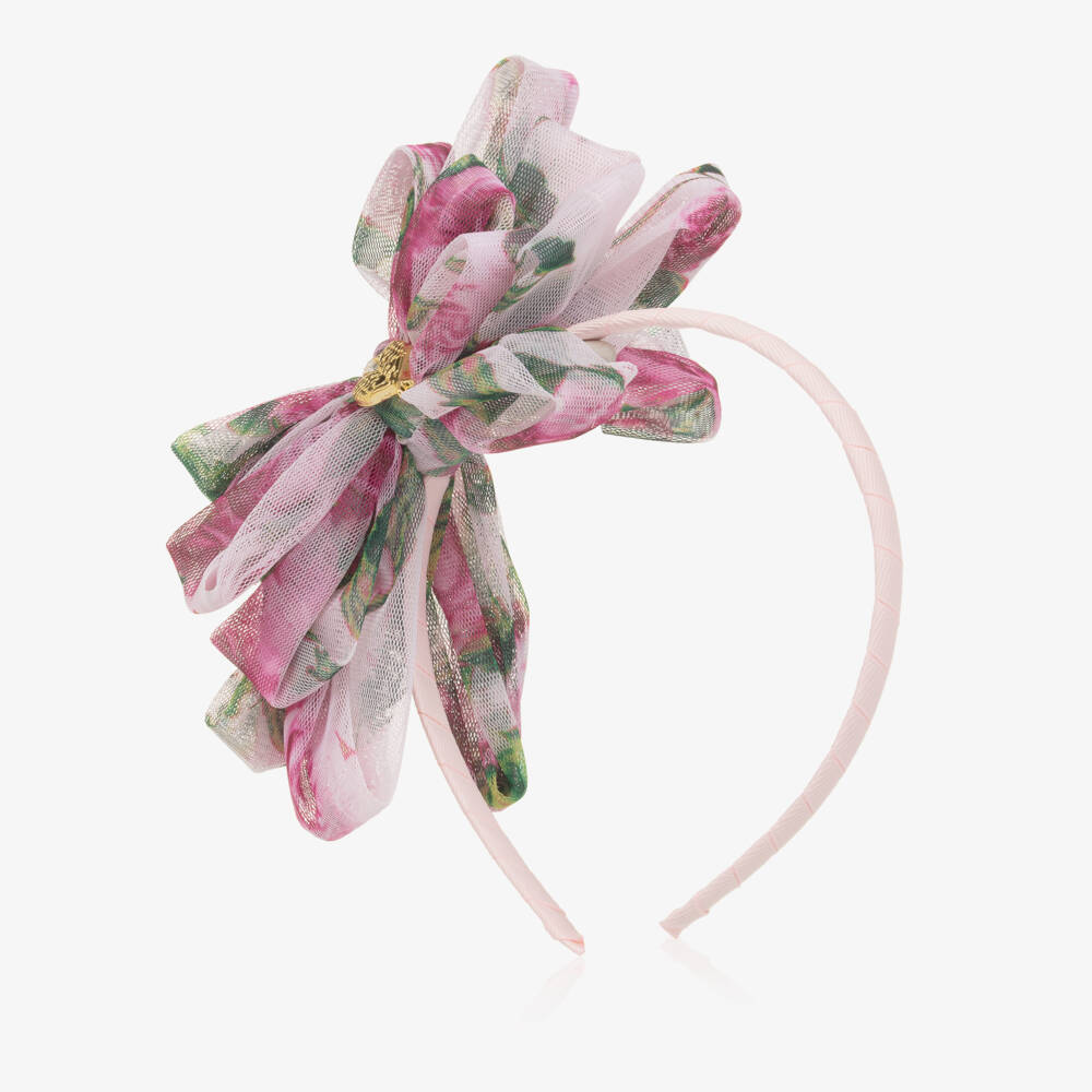 Angel's Face-Girls Pink Rose Tulle Hairband | Childrensalon Outlet