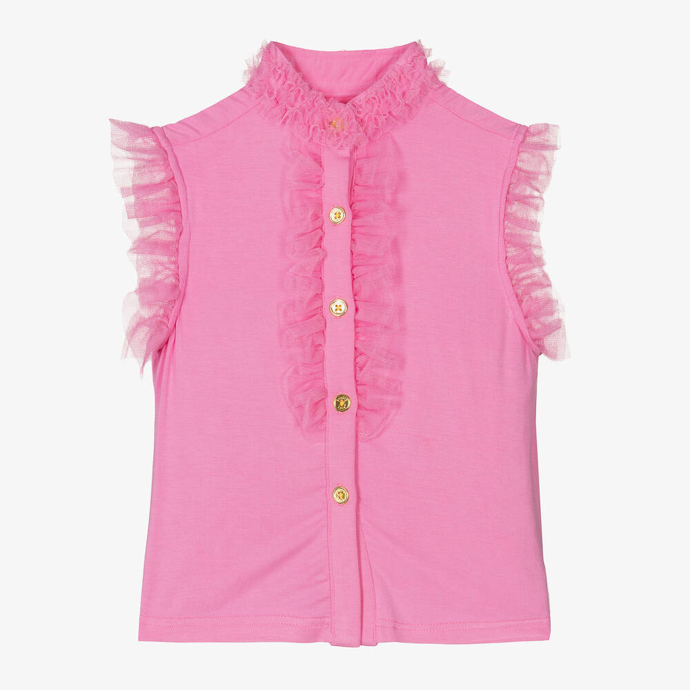 Angel's Face - Girls Pink Ruffle Blouse | Childrensalon