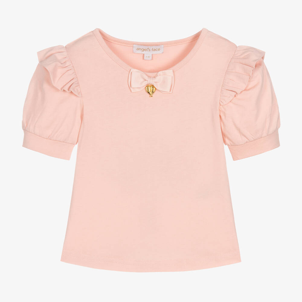 Angel's Face-Girls Pink Ruffle Cotton T-Shirt | Childrensalon Outlet