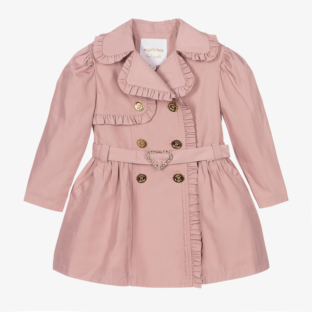 Girls pink trench top coat