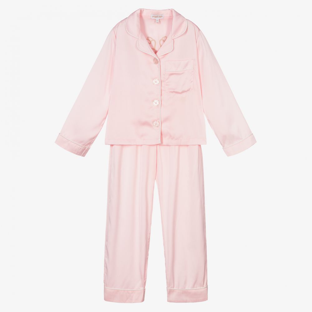 Angel's Face - Розовая атласная длинная пижама для девочек | Childrensalon