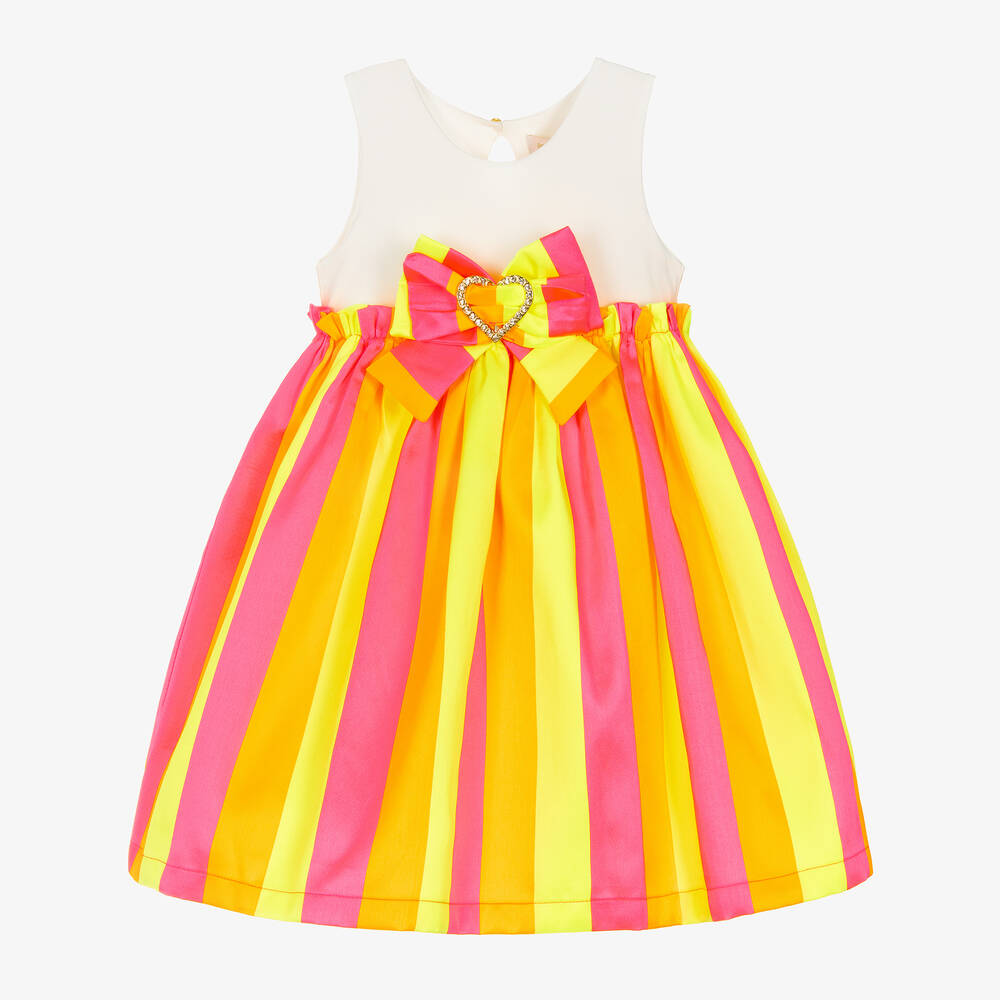 Angel's Face-Girls Pink Satin Neon Stripe Dress | Childrensalon Outlet