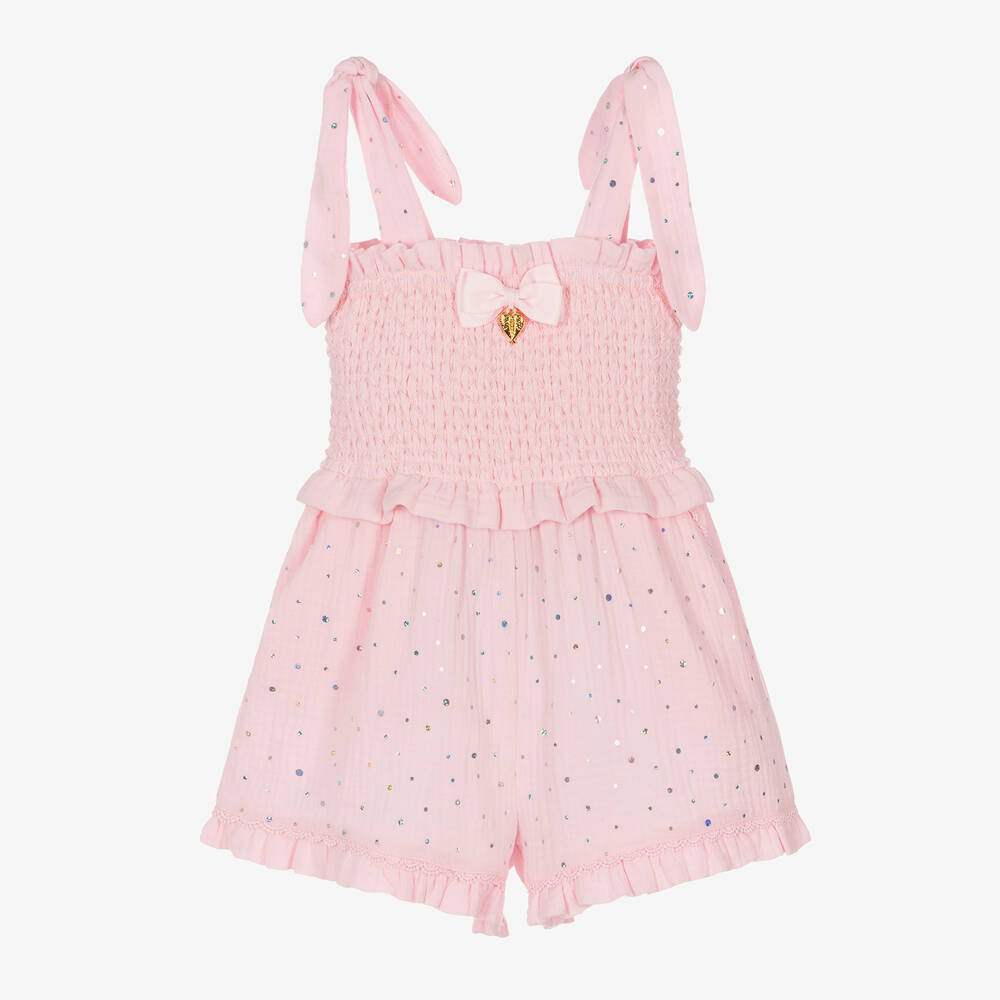 Angel's Face-Girls Pink Sequin Cotton Playsuit | Childrensalon Outlet