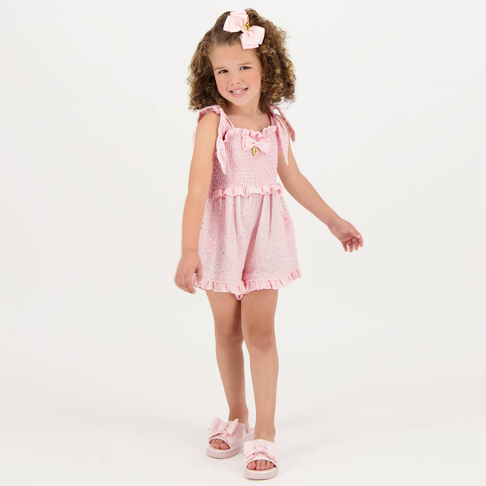 Girls pink playsuit best sale