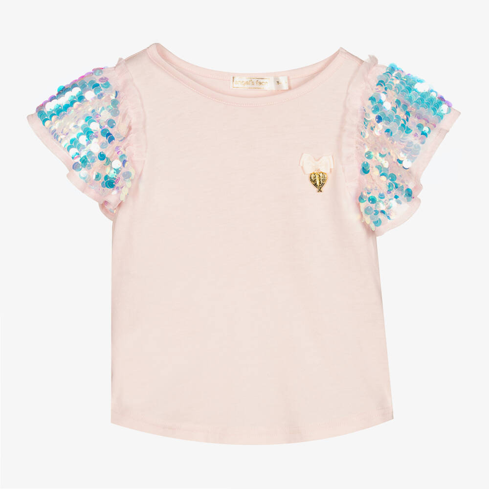 Angel's Face-Розовая футболка с пайетками для девочек | Childrensalon Outlet