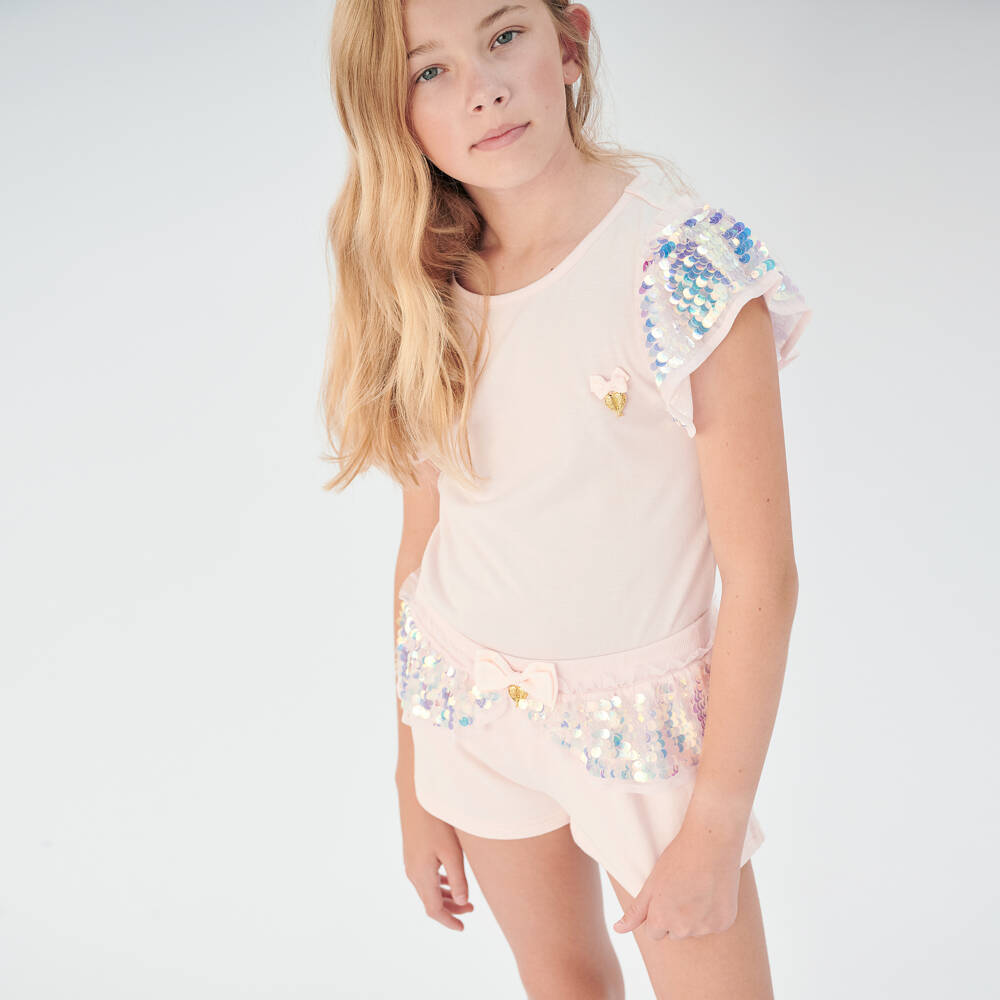Angel's Face-Girls Pink Sequin Sleeve Top | Childrensalon Outlet
