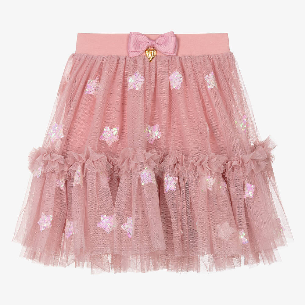 Angel's Face - Girls Pink Sequin Stars Tulle Skirt | Childrensalon