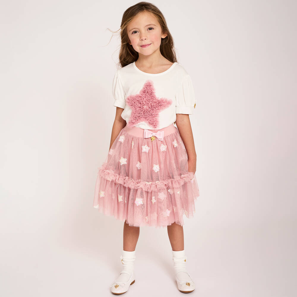 Angel's Face-Girls Pink Sequin Stars Tulle Skirt | Childrensalon Outlet